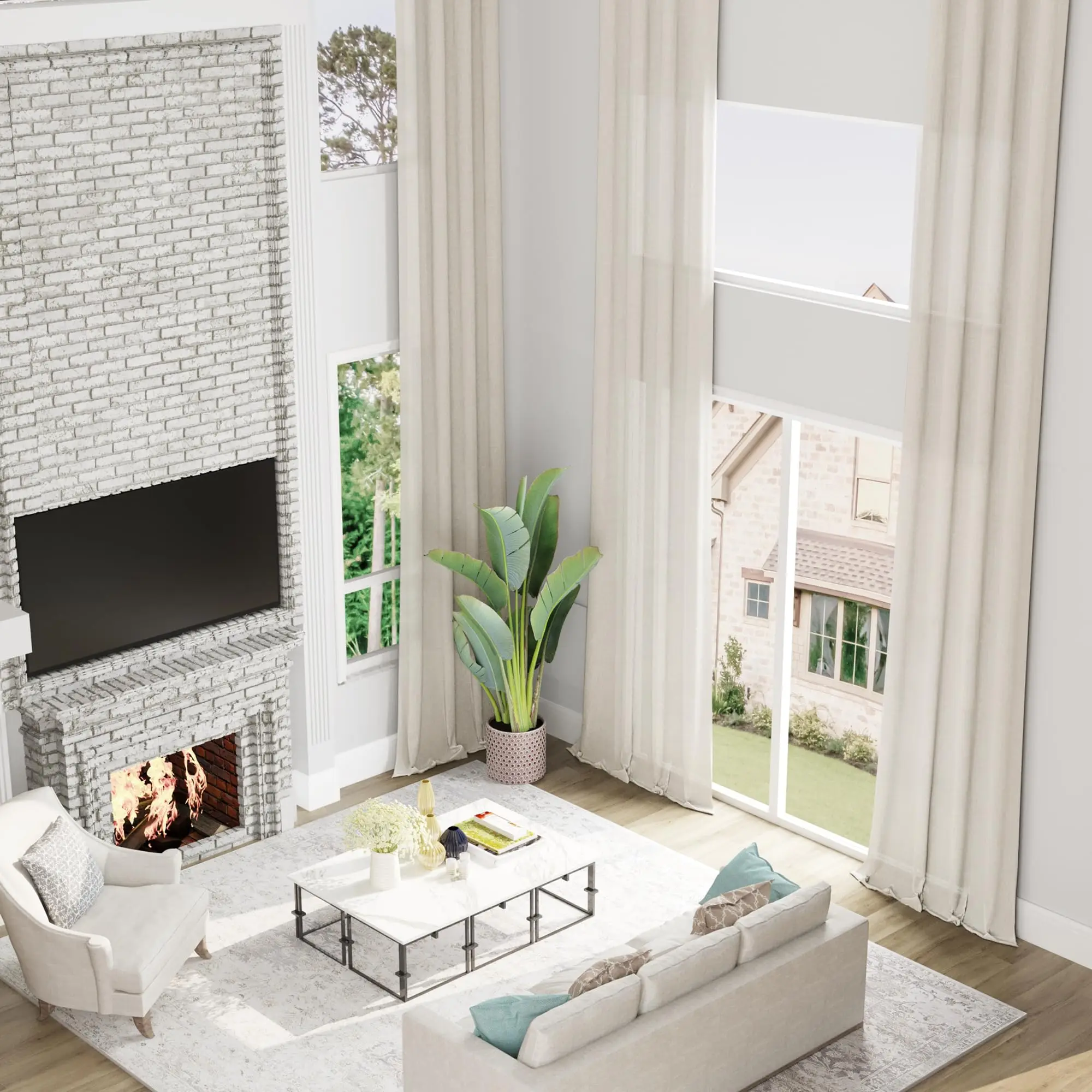 500CM Height Custom Made Faux Linen Sheer Curtains 400CM Bedroom 450CM Length Living Room Extra Long Tulle Curtains