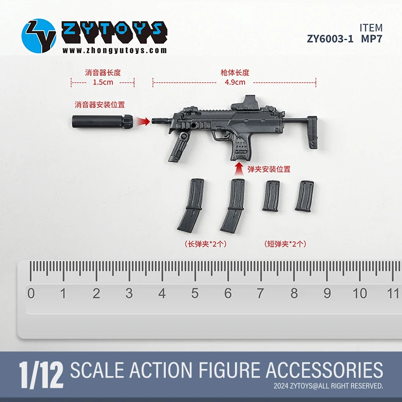 1/12 Wapen Model MP7/AK74M/SVDS/SVD/RPG-7/FIM-92 voor Action Figure Soldaat Mobiele Pak meisje Poppen Speelgoed Collectie Op Voorraad