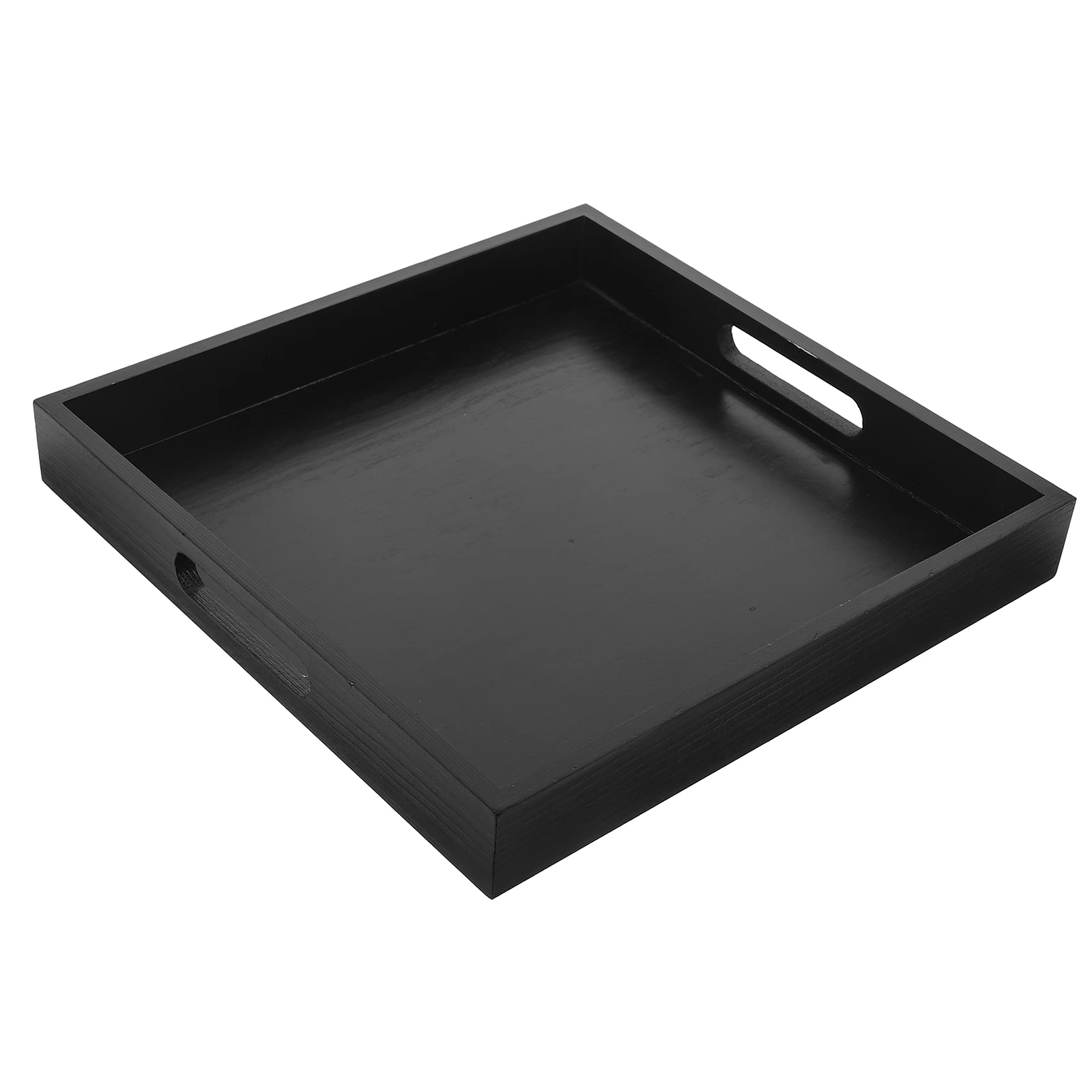 

Black Serving Tray 1181x1181x157 Inches Decorative Plate Coffee Table Breakfast Tea Food Large Square Trays Handles Wooden