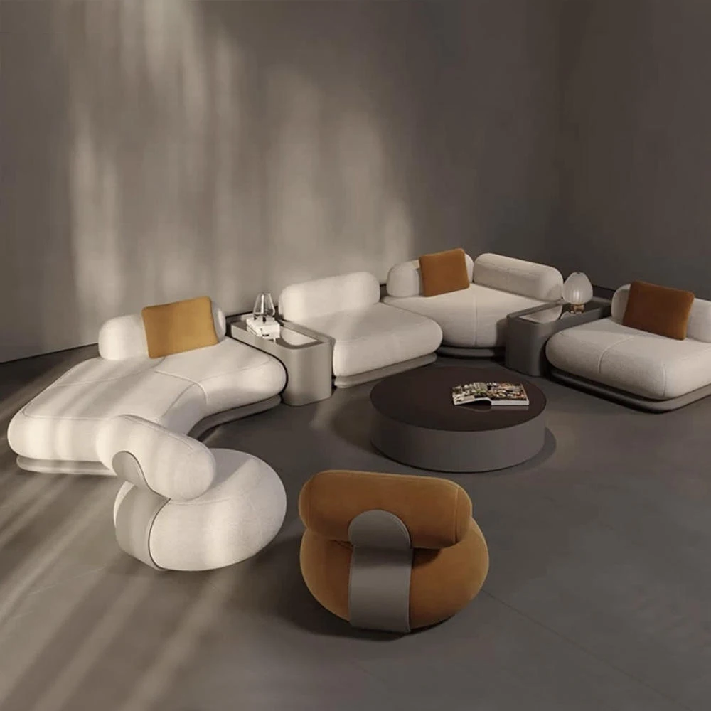 

&c Modern Luxury Living Room Sectional Sofa Set with Reclining Fabric Couches for Hotel Villa Use