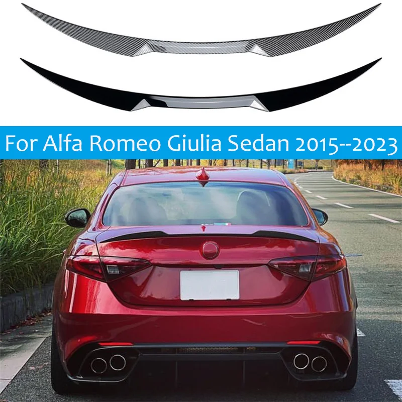 

Rear Trunk Roof Lid Spoiler Wing Gloss Black For Alfa Romeo Giulia Sedan 2015 2016 2017-2023 Tailgate Splitter Lip Spoilers