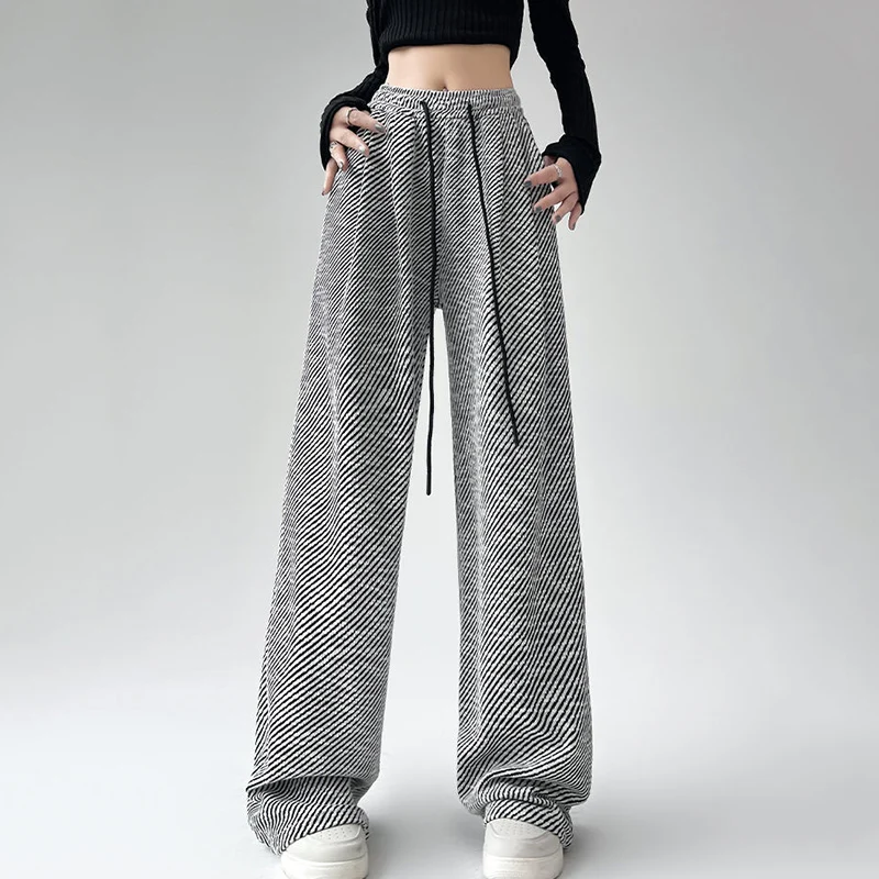 

Rimocy Streetwear Y2K Striped Trousers Women Korean Loose Drawstring Casual Pants Woman Elastic Waist Baggy Sweatpants Female