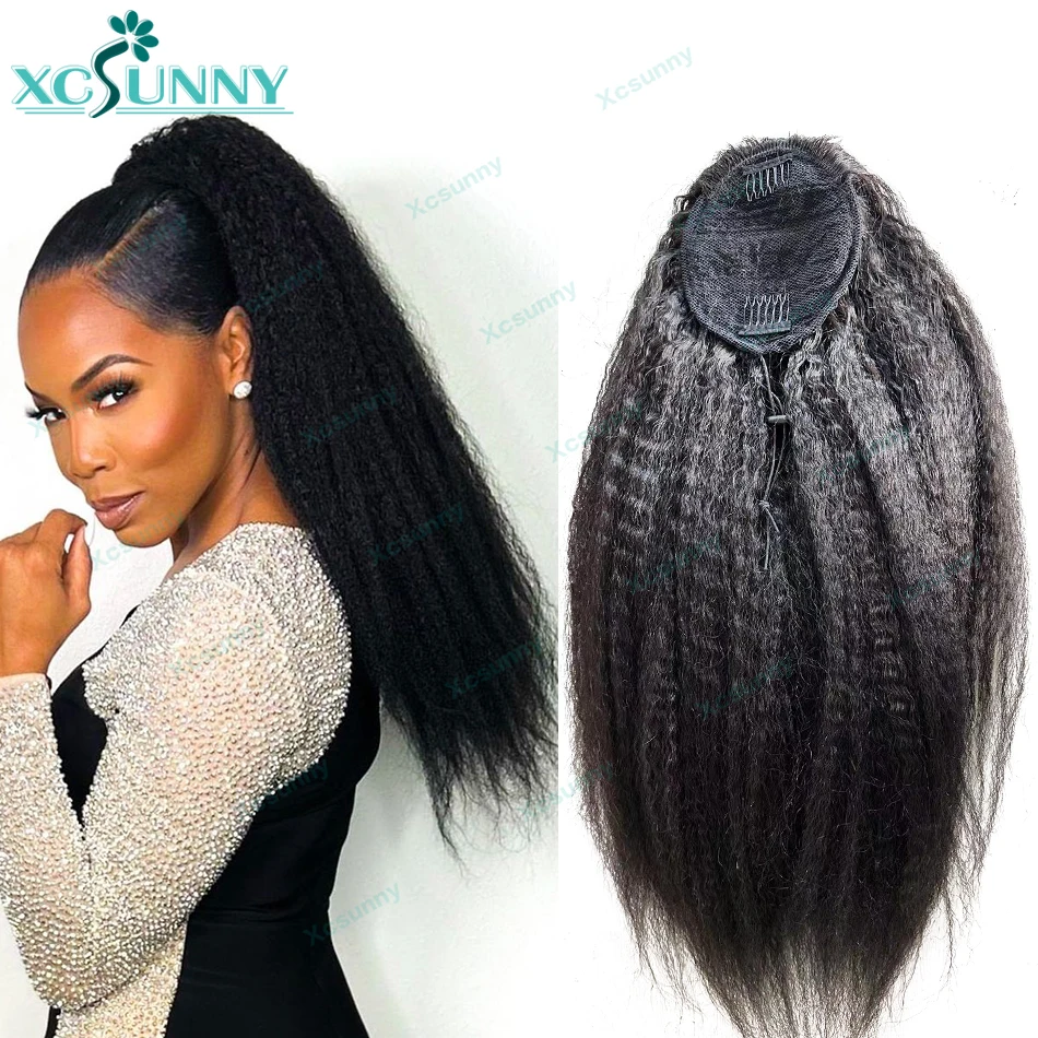 

Kinky Straight Drawstring Ponytail Human Hair Double Drawn 100g Burmese Drawstring Ponytail Extensions For Black Women