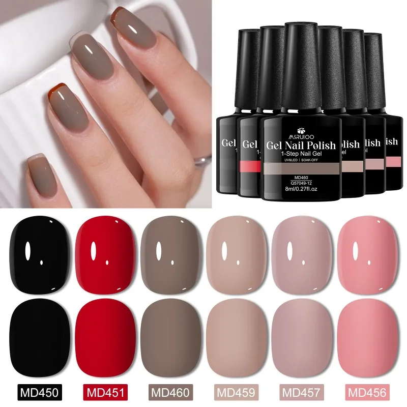 Esmalte de uñas de Gel de 1 paso, 6 uds., 8ml, sin necesidad de Base, capa superior de secado rápido, barniz semipermanente UV/LED de secado rápido, manicura artística DIY