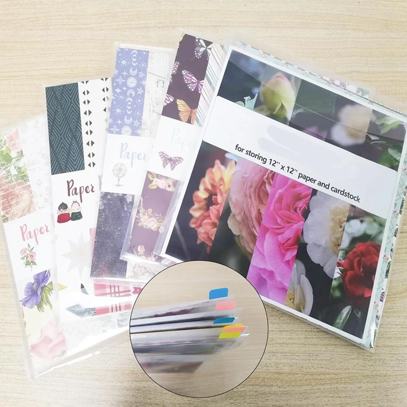 مغلف منظم قصاصات الكتب ، جيوب تخزين ، أكمام للتخزين ، ورق 12x12 بوصة ، مع 60 ملصق ملصقات ، 12 *