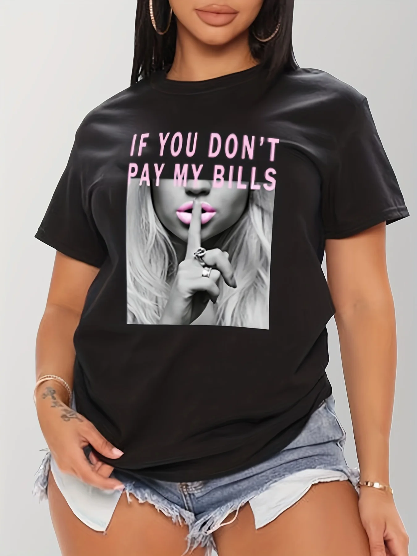 Women's Shut Up T-Shirt - Short Sleeve Crew Neck Casual Top for Summer & Spring -Bold Statement Oversize Tee for Confident Women