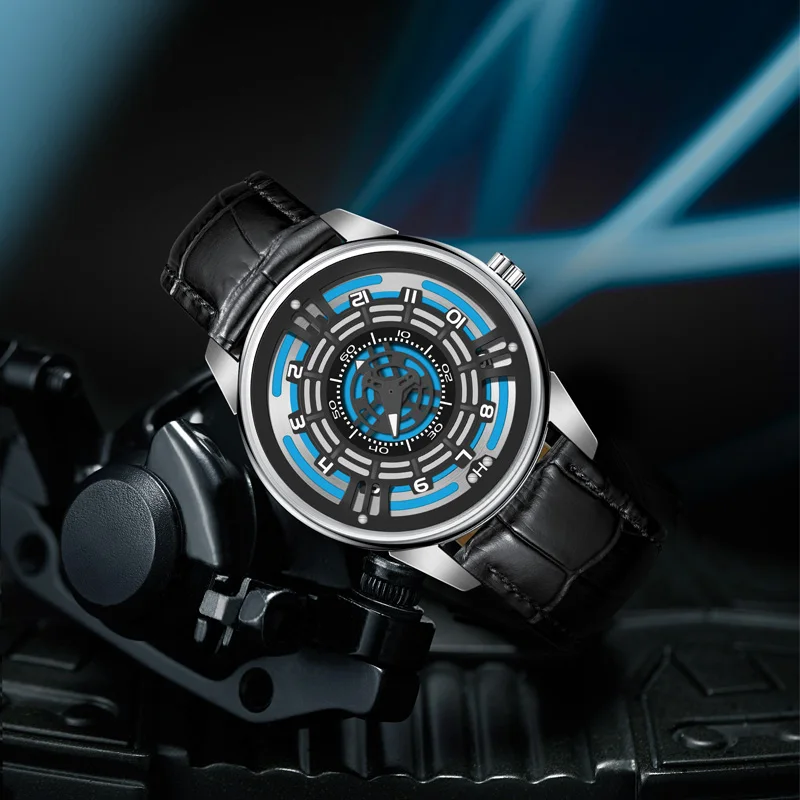 PINDU New Fashion Luxury Men\'s Automatic Chronograph Mechanical Watch Leather 30M Waterproof Luminous Watch Reloj Hombre