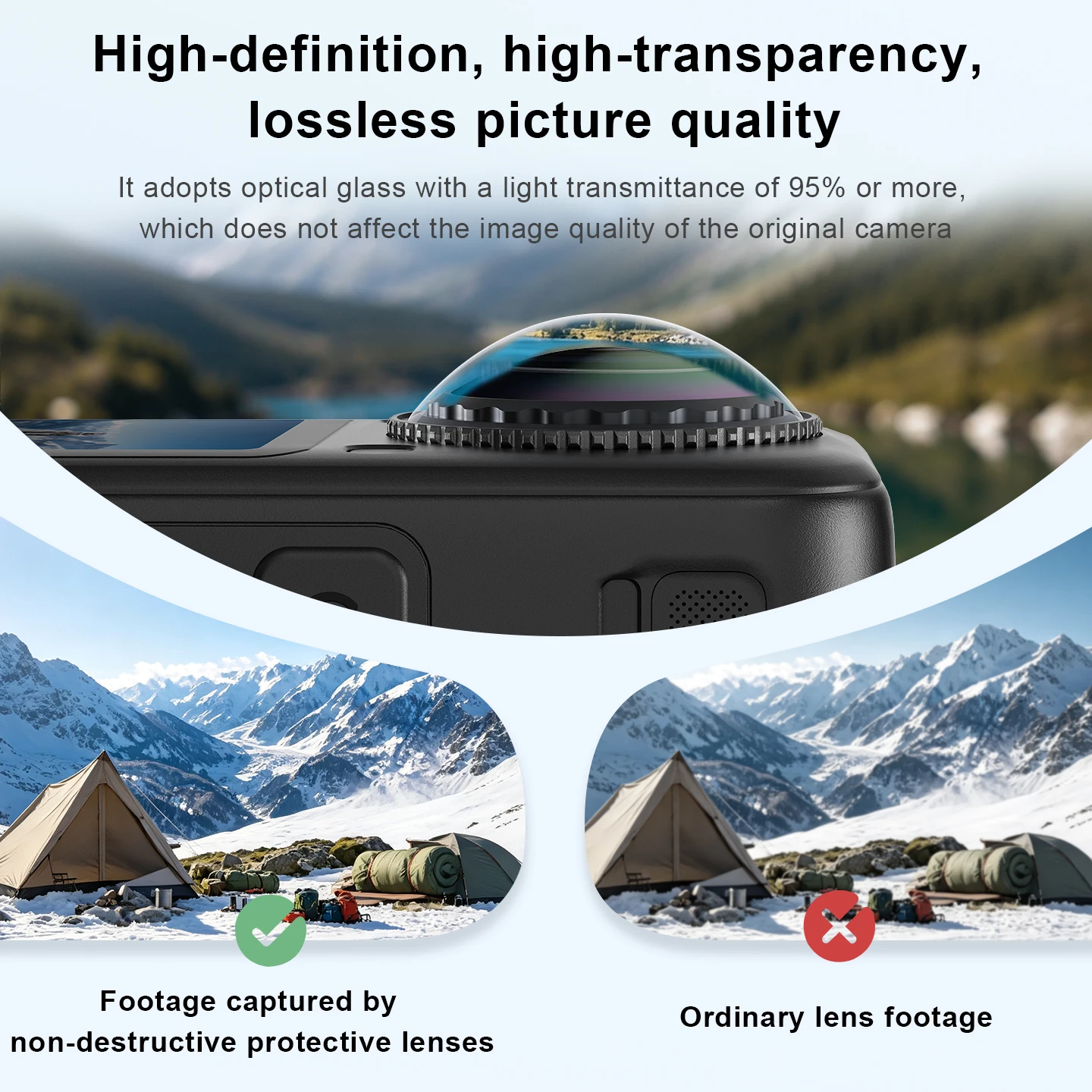 Startrc Lens Protector for Insta360 X6 Removable Protective Cover Glass Pc Hd Clear Lens Guard for Panoramic Camera Accessories
