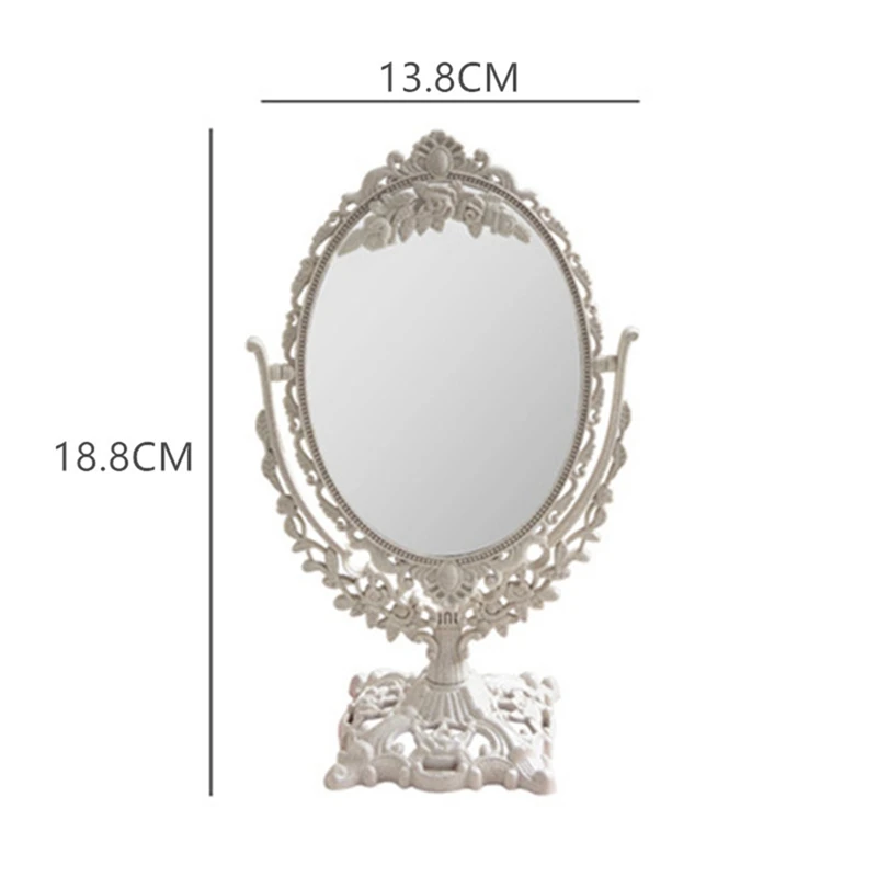 Nordic Silver Plastic Vintage Decorative Mirror Small Round Make-Up Bedroom Mirror Ins Table Room Standing Glass Mirror