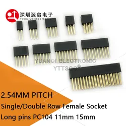 2.54mm Single Double Row Female Socket 1X5/6/8/10/15/16/40 2X3/4/20/18/40 Long pins PC104 11mm PCB Board Pin Header For Arduino