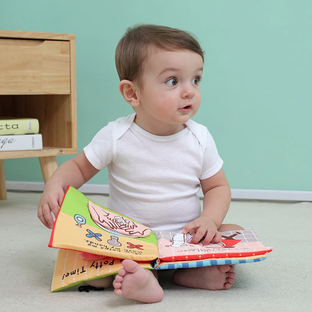 Pierwsza książeczka dla niemowląt z tkaniny, wielokrotnego użytku, edukacyjna, do nauki, dla niemowląt i dzieci, na czas nauki korzystania z nocnika, trwała, bezpieczna, pierwsza książeczka dla dziecka.