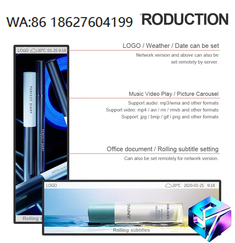 

19 To 48 Inch Ultra Wide Stretch Bar LCD Display Supermarket Shelf Digital Advertising Screen Strip Media Player