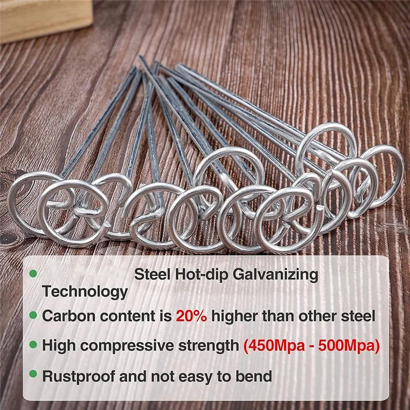 

ABMR-100 PCS 6In Landscape Staple Anti-Rust Garden Staple Circle Top Pins For Securing Lawn Fabric Weed Barrier