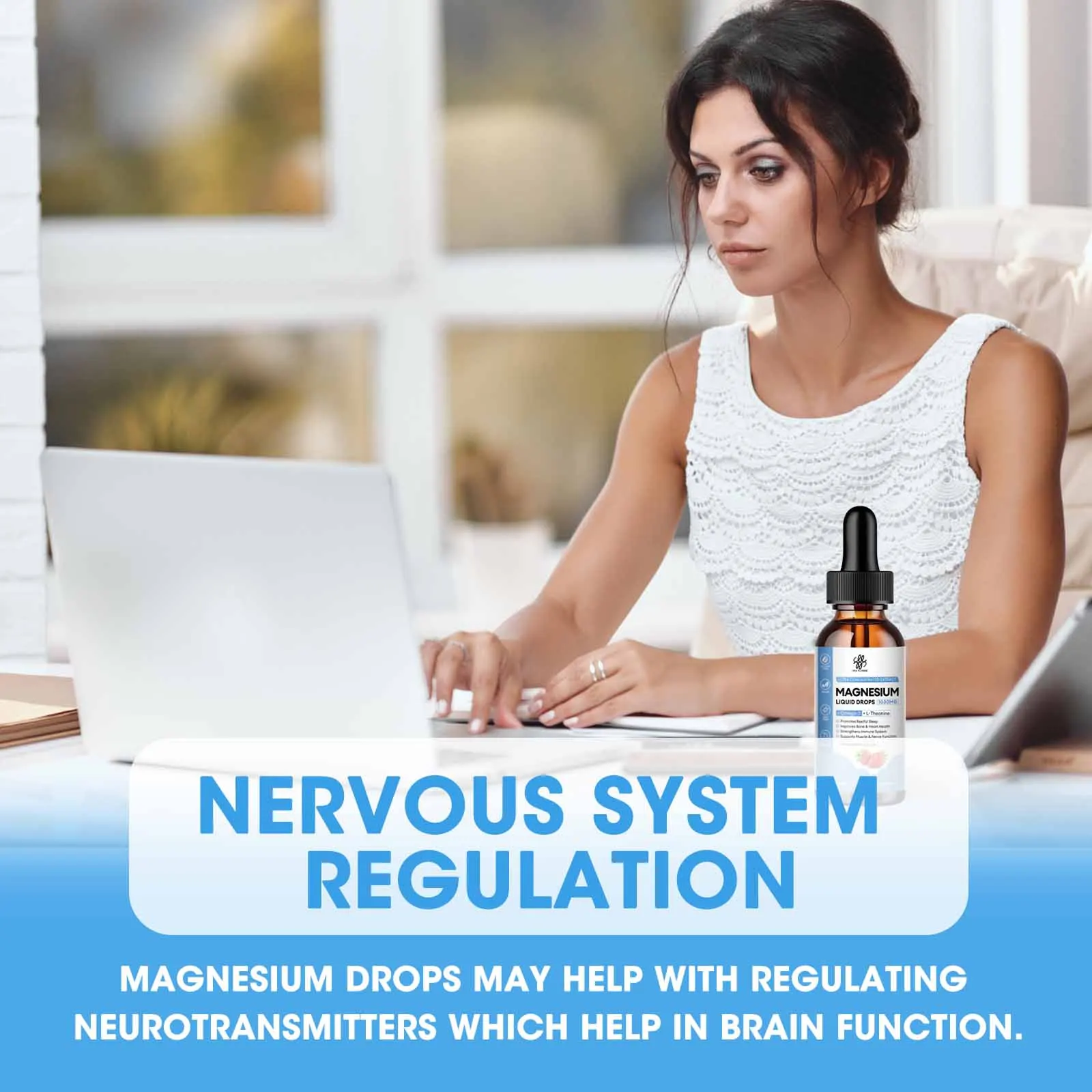 Magnesium Liquid Drops, Magnesium Glycinate for Strength Bone & Heart, Max Muscle, Boost Immune, Relax Mood, Sleep Better