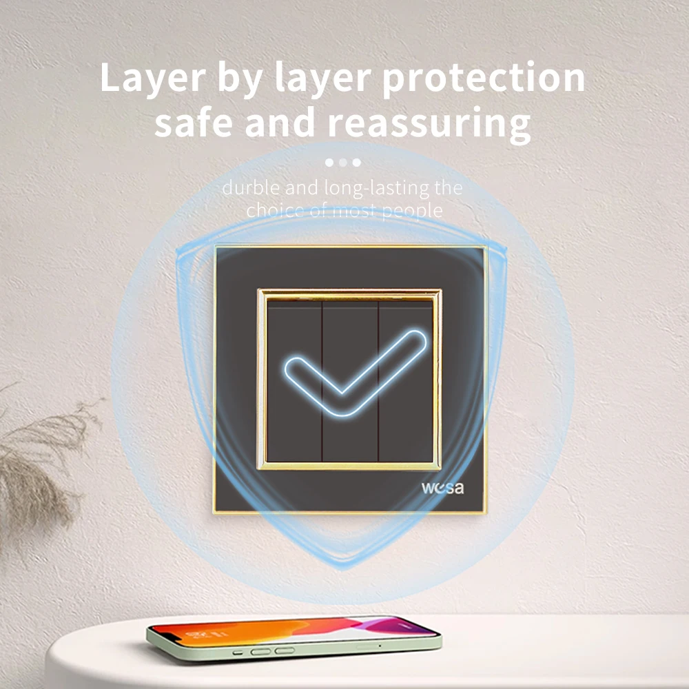 أسود كلاسيكي 250 فولت لوحة أكريليك 16A التيار المتناوب 3 عصابة 1 طريقة الجدار الروك التبديل تشغيل/إيقاف مثبطات اللهب الاتحاد الأوروبي القياسية زر مفتاح الإضاءة #5