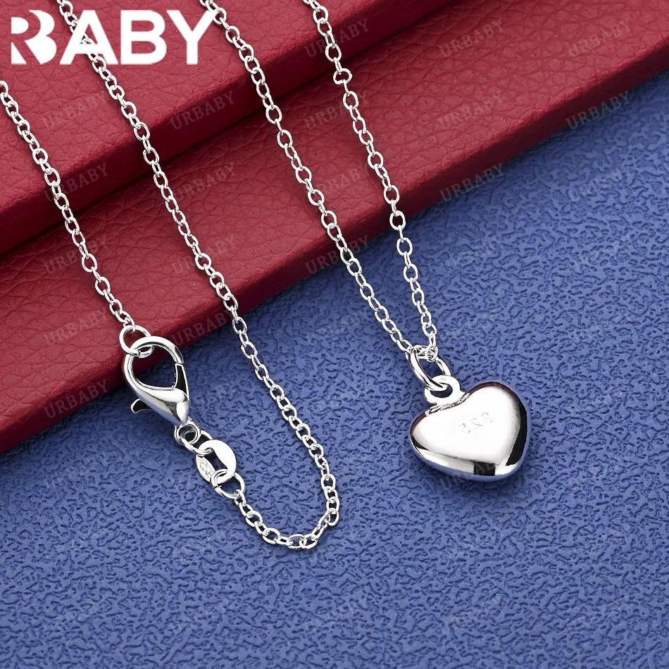 

URBABY 40-75cm 925 Sterling Silver Heart Pantand Necklace Charm Trend Birthday Gifts Fashion Party