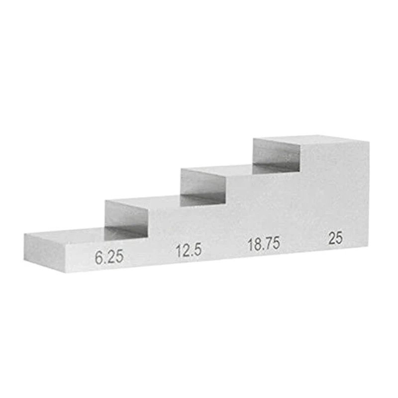 

4 Step 6.25mm 12.5mm 18.75mm 25mm =Test Calibration Block 1018 Stainless Steel