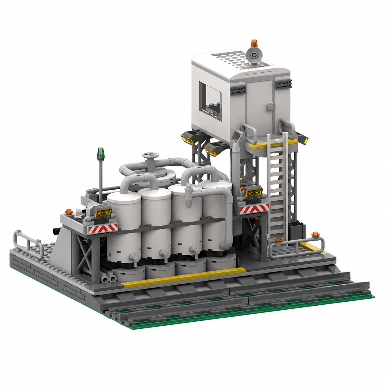 MOC Industrial Building Blocks Tanker Trailer Transfer Station Railway Track Scene DIY Assembly Bricks Model Adult Gift