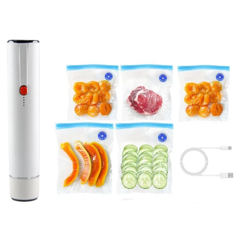 Vacuum Sealer Machine Portable Handheld Vacuum Sealer With 5Pcs Reusable Vacuum Bags For Food Preservation Fresh & Save