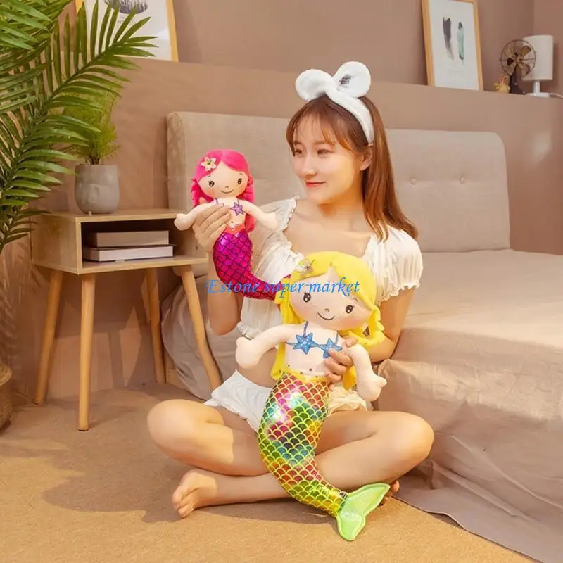 090B 30cm Lovely Couch Pillow Stuffed for Doll Plush Cartoon Mermaid Character Girl F