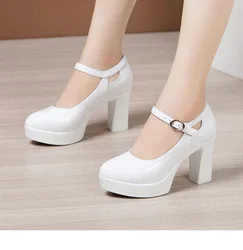 Fashion New Spring Autumn Casual High-heeled Shoes Sexy Thick Heels Platform Pumps Black White High Heels Sexy Large size