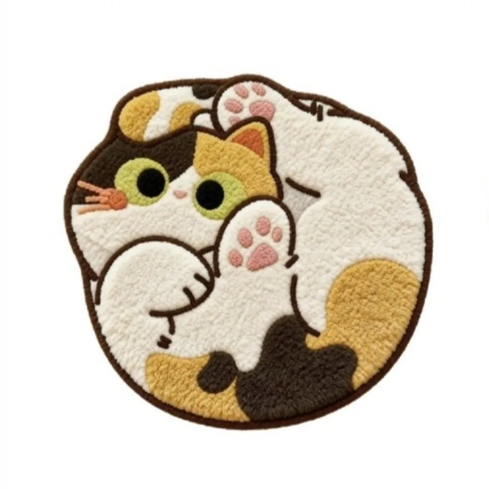 Trendy Imitation Cashmere Cat Shape Floor Mat Soft Anti-slip Animal Area Rug Absorbent Floor Barrier Bedside Carpet Home Decor
