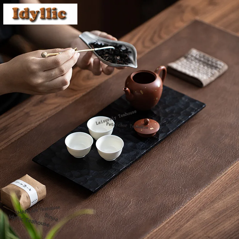 Walnut Wood Carbonized Tea Tray Snack Plate Coffee Storage Board Teapot Support Dishes For Serving Tea Ceremony Supplies Craft