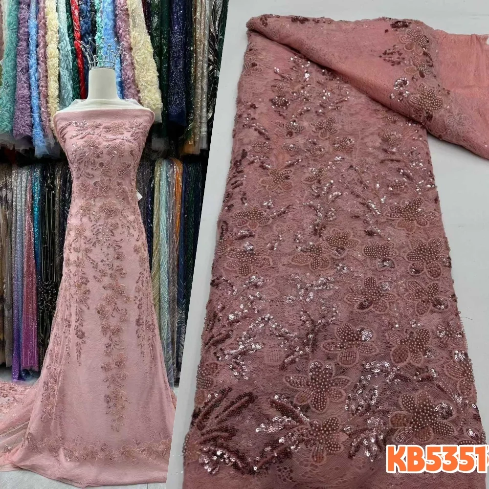 

Африканское кружево с бисером и пайетками, высококачественный тюль, нигерийское свадебное кружево 2026, вышивка для женской свадебной одежды KB5351