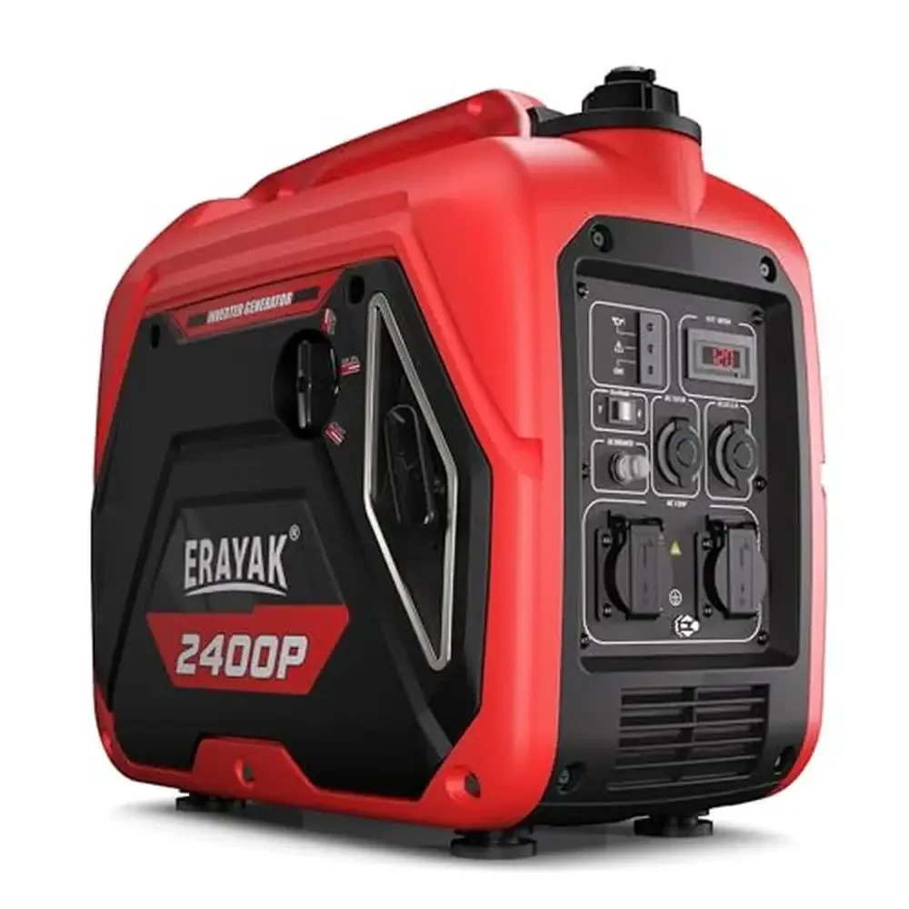 Portable Inverter Generator Gas Powered Engine 2400W Super Quiet Camping Emergency Power Backup Small Home Use RV Truck Camper