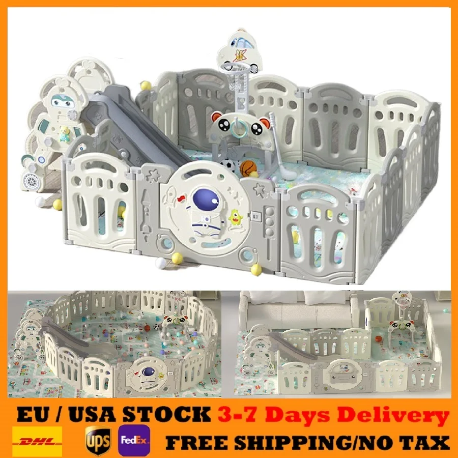 

Baby Playpen Baby Barrier Fence Child Safety Fence for baby Combination Play Yard and Slide folding all in one baby play yard