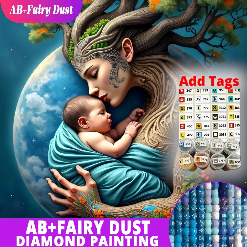 

AB сказочная пыль DIY полная квадратная круглая Алмазная мозаика женский портрет живопись детское Новое поступление вышивка планета ремесло