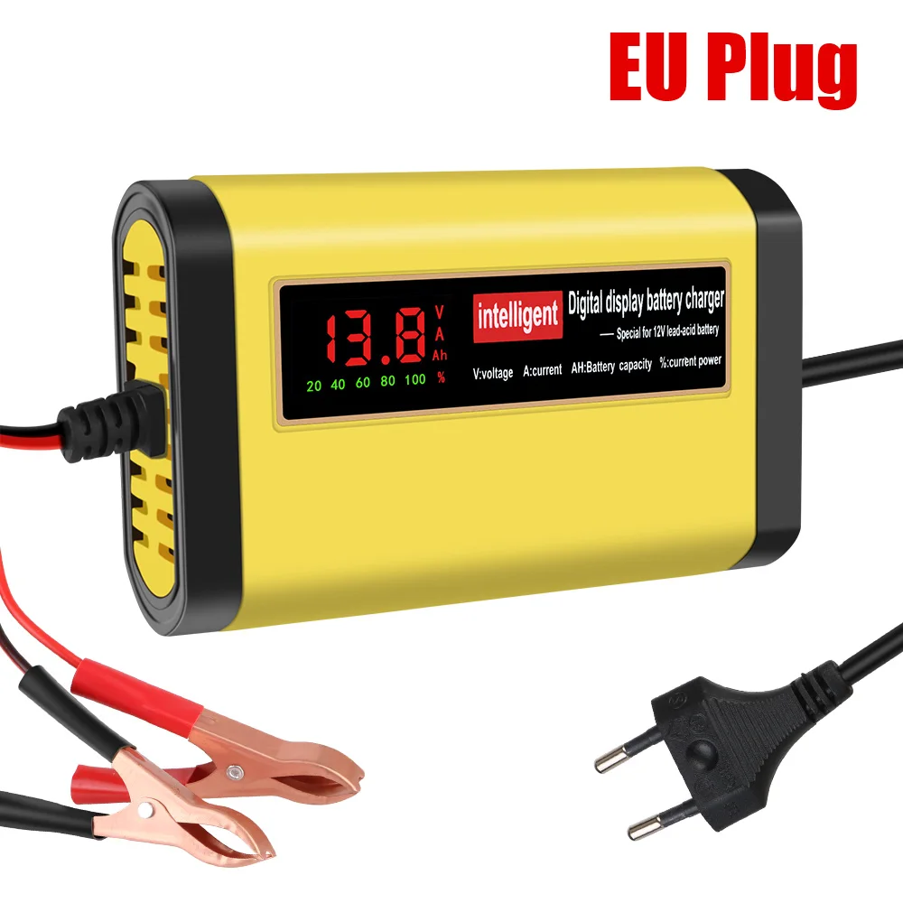 12V 2A Car Battery Charger 3 Stages Lead Acid AGM GEL Battery Full Automatic Intelligent Fast Power Charging