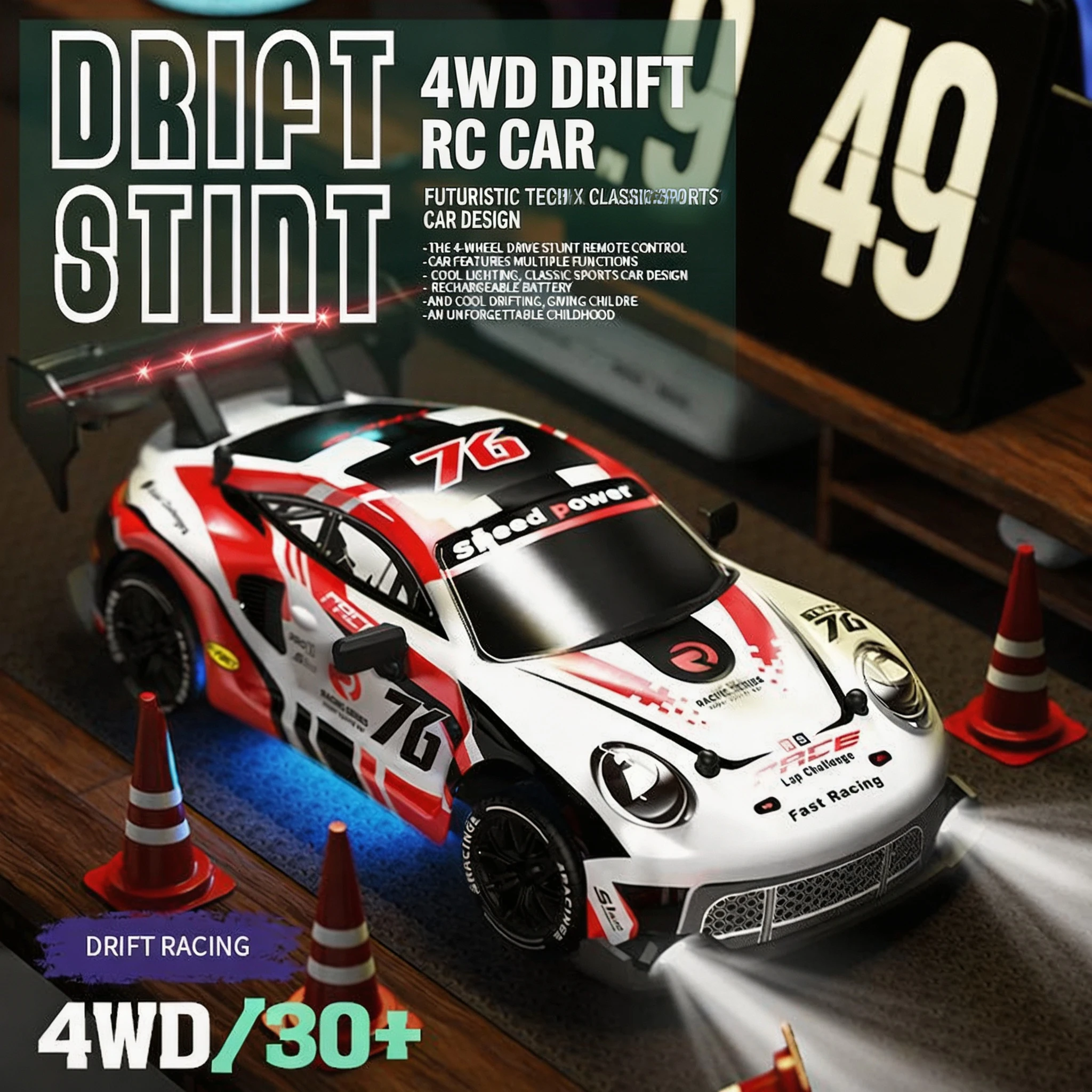 Four wheel drive RC high-speed drift remote control racing car, full proportion racing, children's and boys' toy car model gift