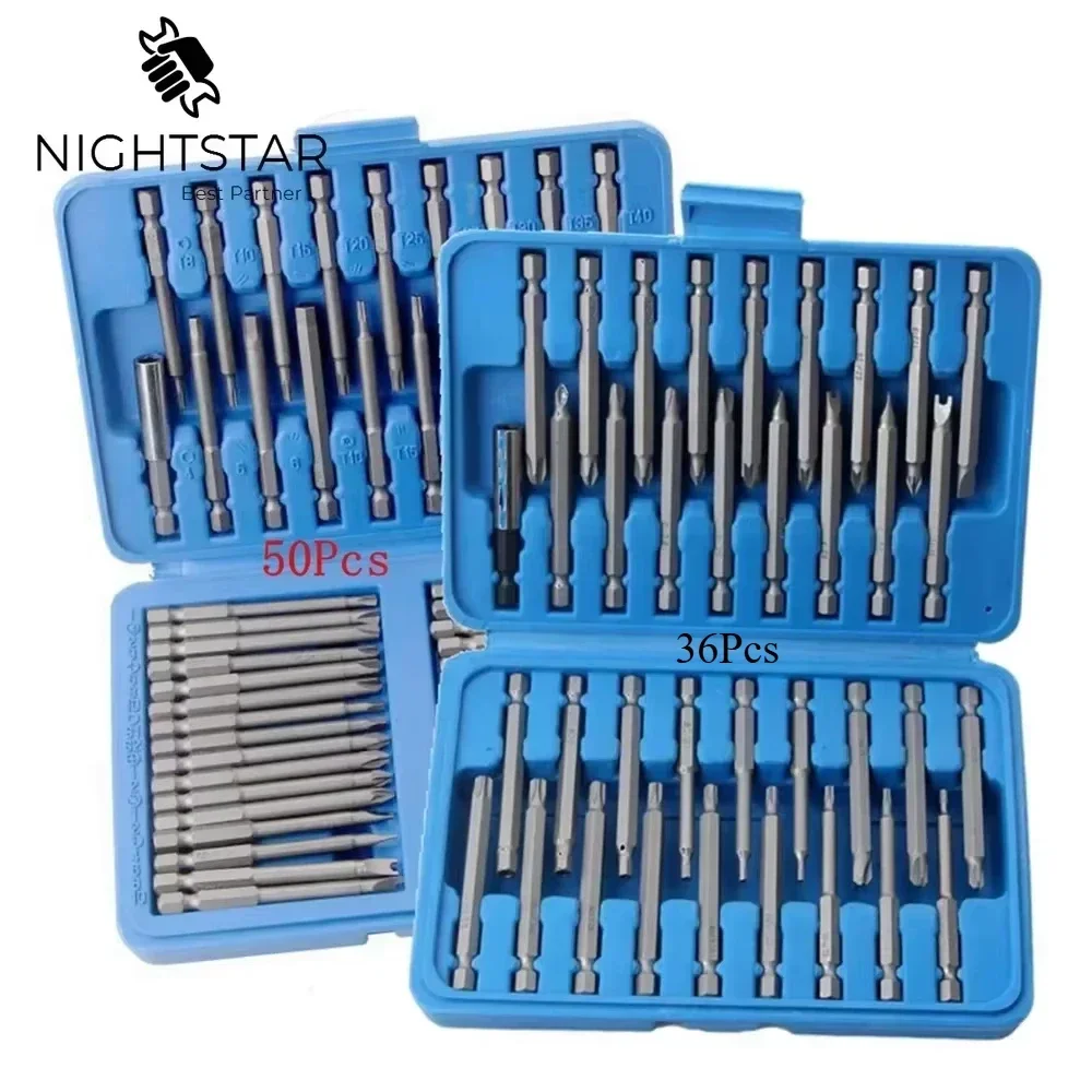 

75mm Extra Long 1/4 Inch Magnetic Screwdriver Bit Set Torx Star Hex Spline Screwdriver Bits Kit for Home Repair