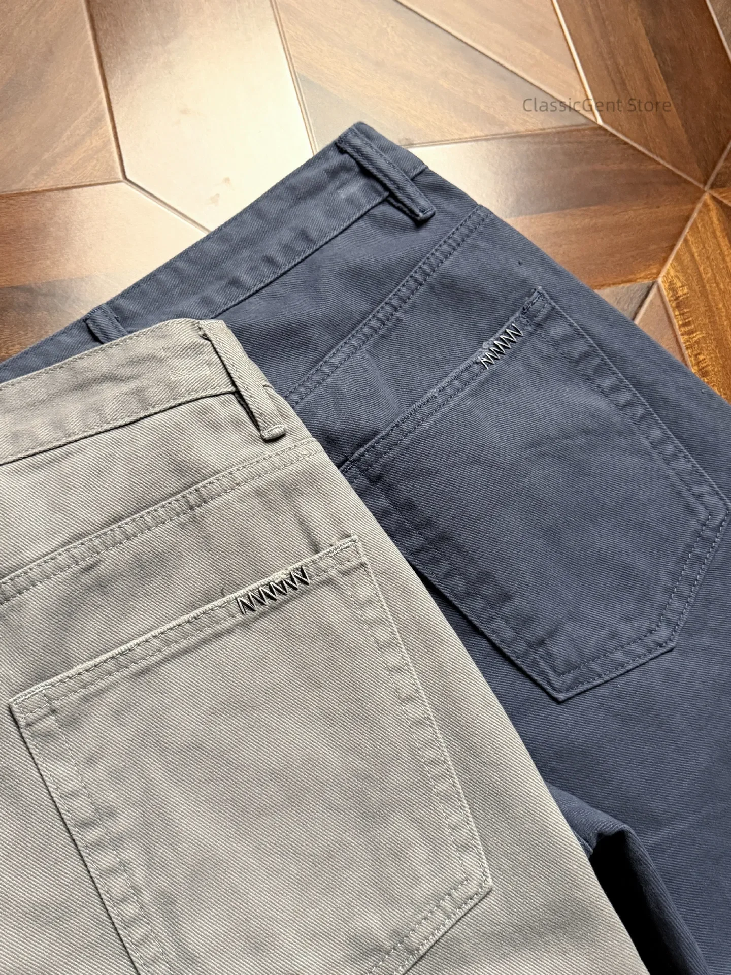 Plain basic low-key light-cut cat whisker 360g jeans, daily commuting straight-leg trousers