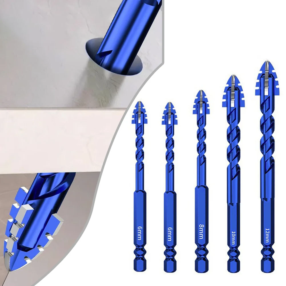 

5pcs Four-Flute Eccentric Drill Bit Drilling Glass Tile Punching Triangle Drill Bit For Glass Ceramic Concrete Brick Metal Drill