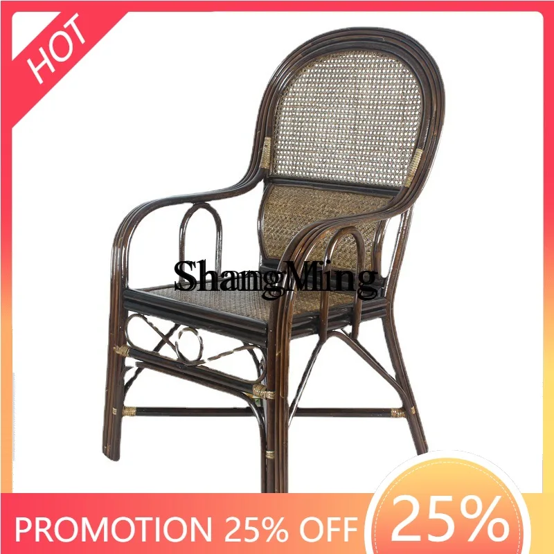

FG good-looking single rattan chair casual single household back chair simple waist armrest chair
