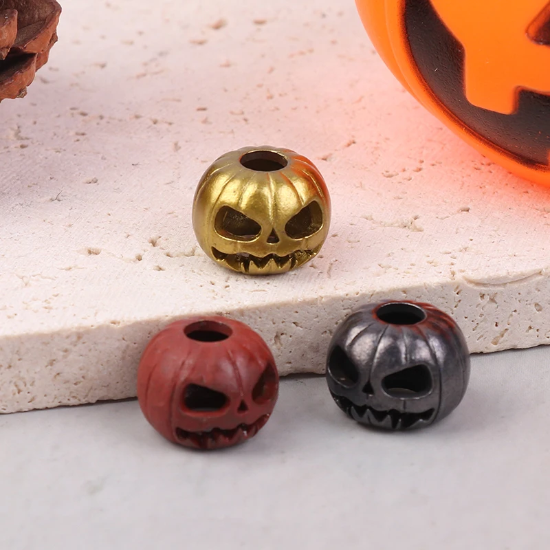Halloween Pumpkin Skull Face Lantern EDC Brass Knife Beads Umbrella Rope DIY Woven Lanyard Pendants Outdoor Tool Hangings image 5