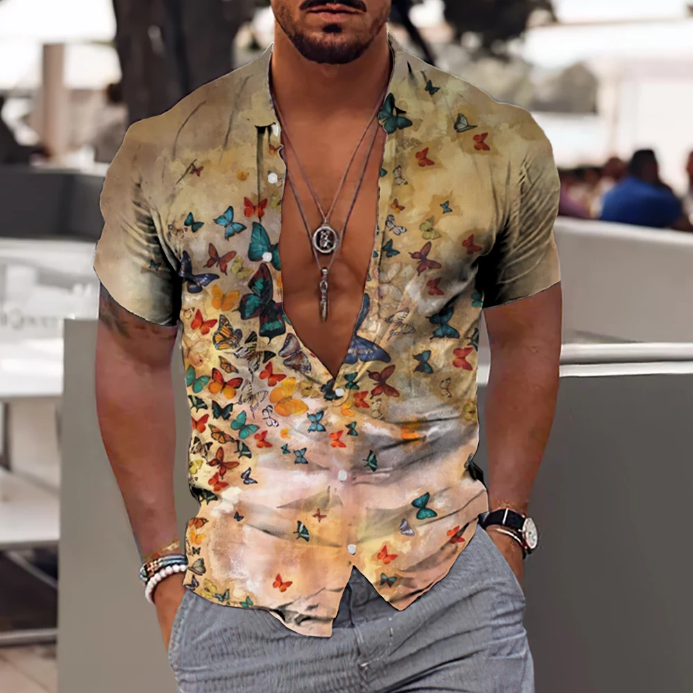 

Leisure And Fashionable Men's Clothing 2024 Summer New Versatile Daily T-Shirt Top Animal Pattern Short Sleeved Shirt MB1