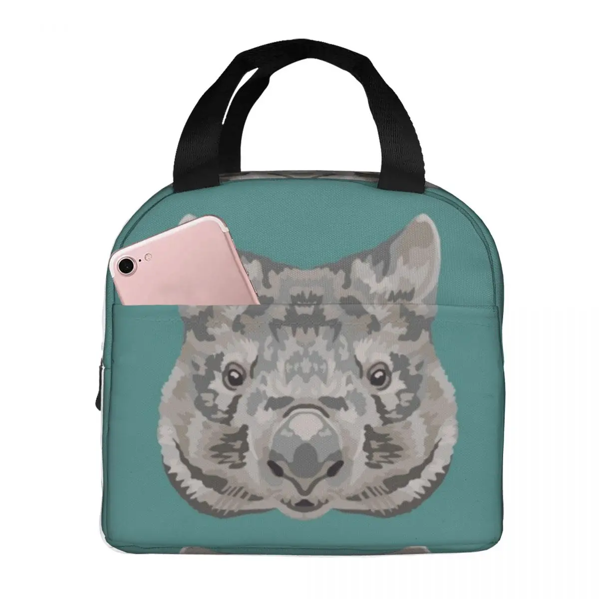 Common Wombat Face Lunch Bags Insulated Bento Box Portable Lunch Tote Leakproof Picnic Bags Cooler Bag for Woman Children Office