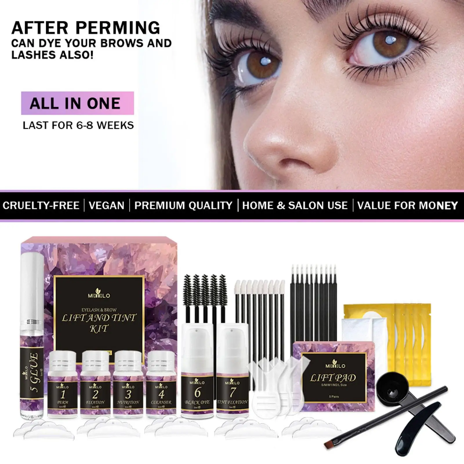 1 Satz Lifting Wimpern Kit Wimpern Lifting Curling Wimpern Dauerwelle Kit Augen Make-up Wimpern Augenbrauen Farbstoff Tönung Kombination Wimpern verstärker