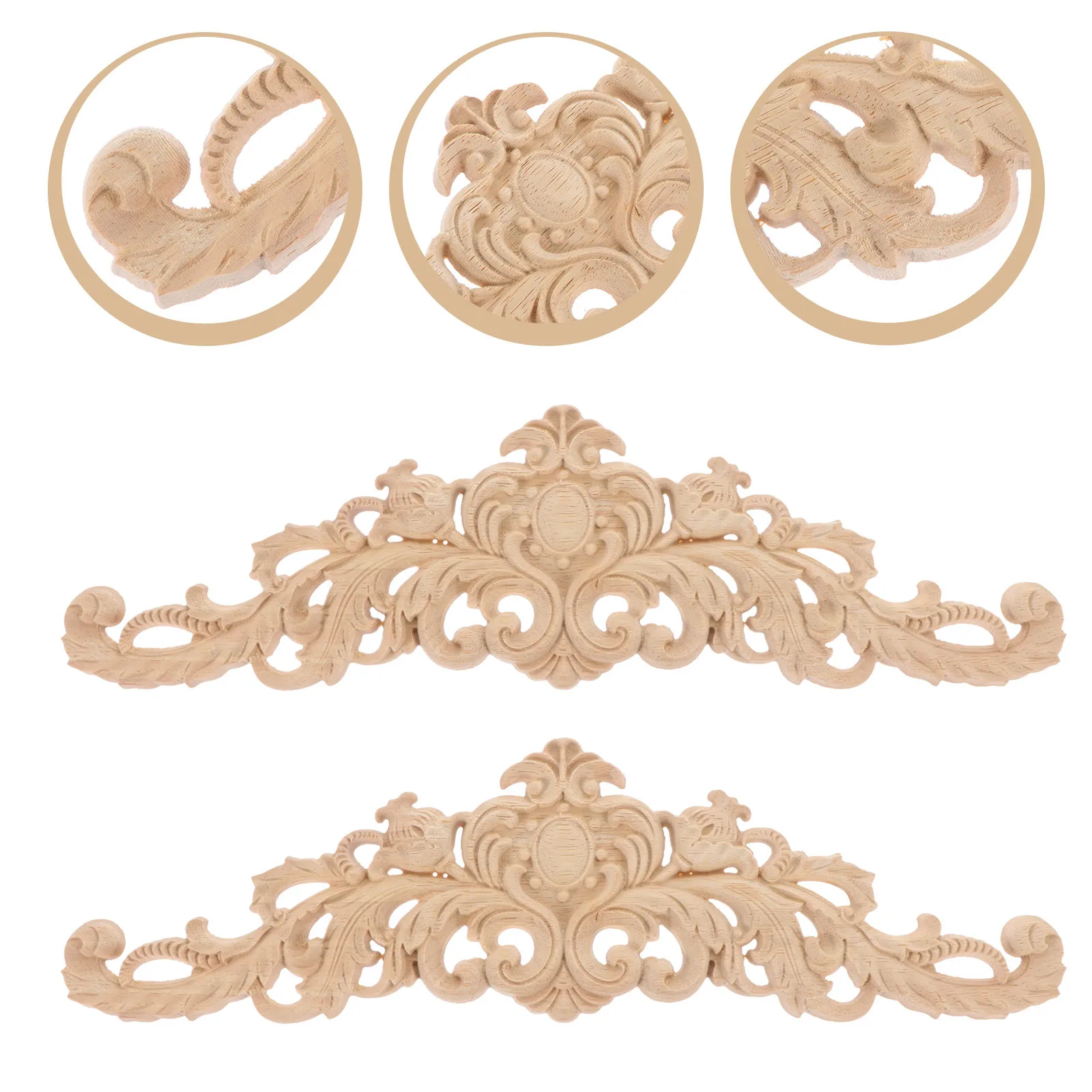 

4Pcs Wood Carved Appliques DIY Onlay Ornament for Furniture Door Cabinet Wall Wooden Carving Decal Retro Wood Appliques