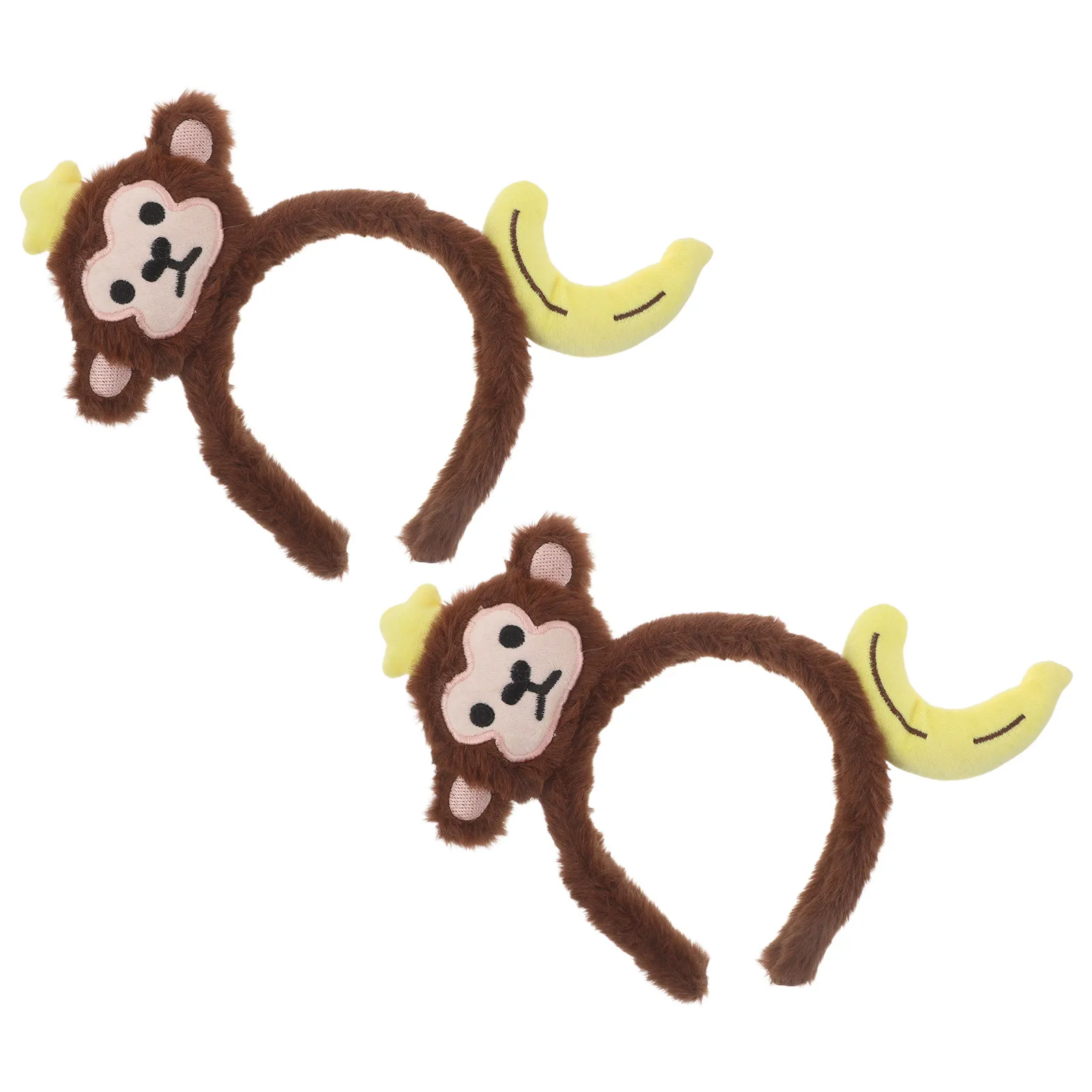 

2Pcs Banana Monkey Ears Headband Cute Animal Hairband Funny Performance Spa Party Favor Fruit Themed Costume Accessory Adults