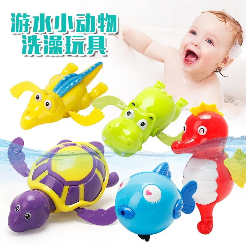 Baby Bath Toys Tortoise Classic Clockwork Water Toy Infant Swim Cartoon Turtle Wind-Up Toys Kids Summer Swimming Toys