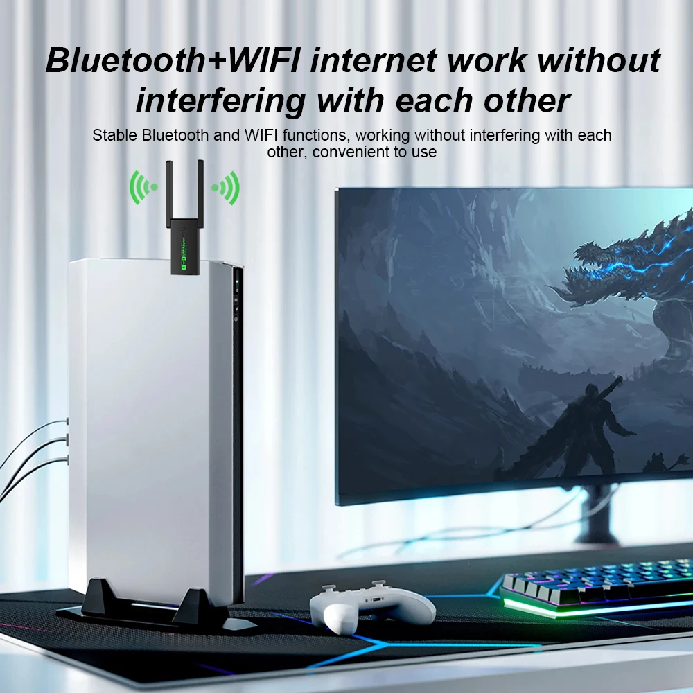 600Mbps WiFi USB Adapter Dual Band 2.4G 5Ghz Wi-Fi Dongle Bluetooth4.2 802.11AC USB High-Speed Wireless Card Receiver For Laptop