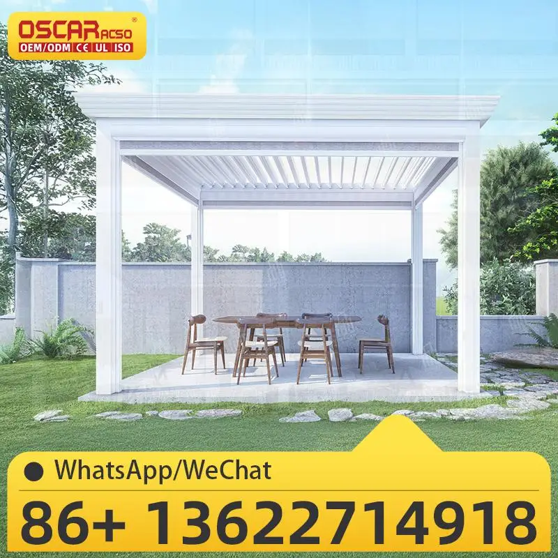 Parasol de jardín, persianas ajustables impermeables automáticas para Patio, patio, terraza, pérgola