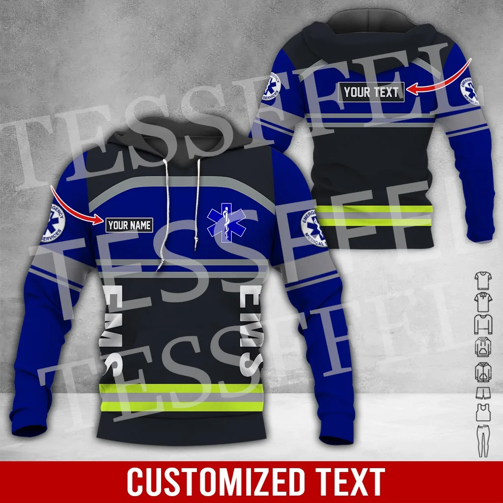 Custom Name Cosplay EMS EMT Medical Paramedic Nurse Worker Tattoo Retro 3DPrint Pullover Harajuku Jacket Casual Funny Hoodies 26