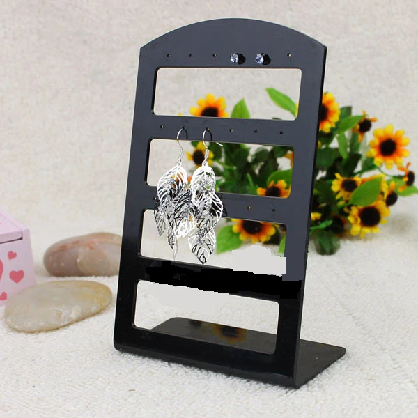 24 Holes 12 Pairs Black Plastic Stand Organizer Rack Storage Holder Jewelry Display Tool Earring Display Rack Plastic Earring