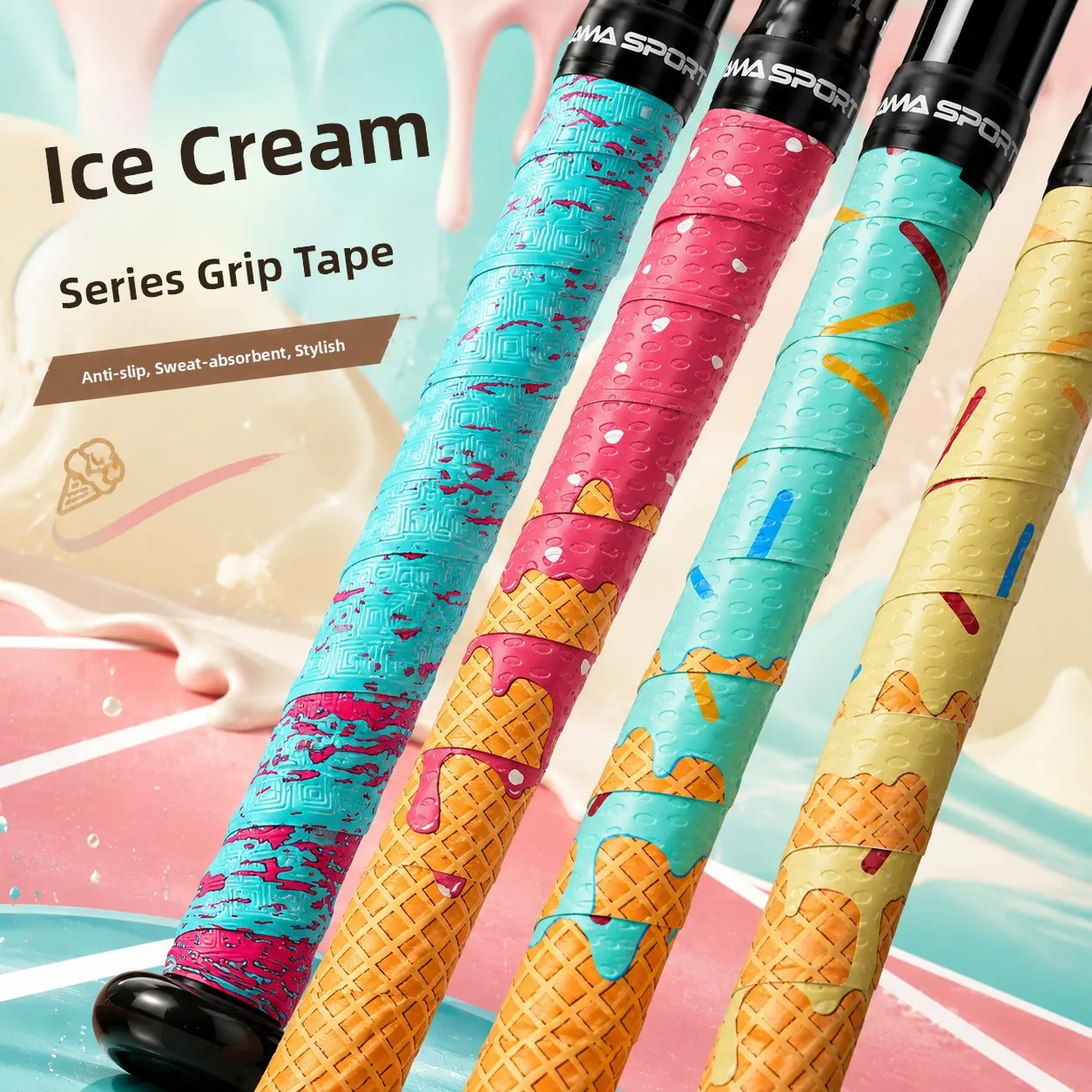 AMASPORT High Aesthetic Baseball Bat Grip Tape Shock Absorption Hand Wrap Strap Softball Bat Handle Cover Gripping Tape