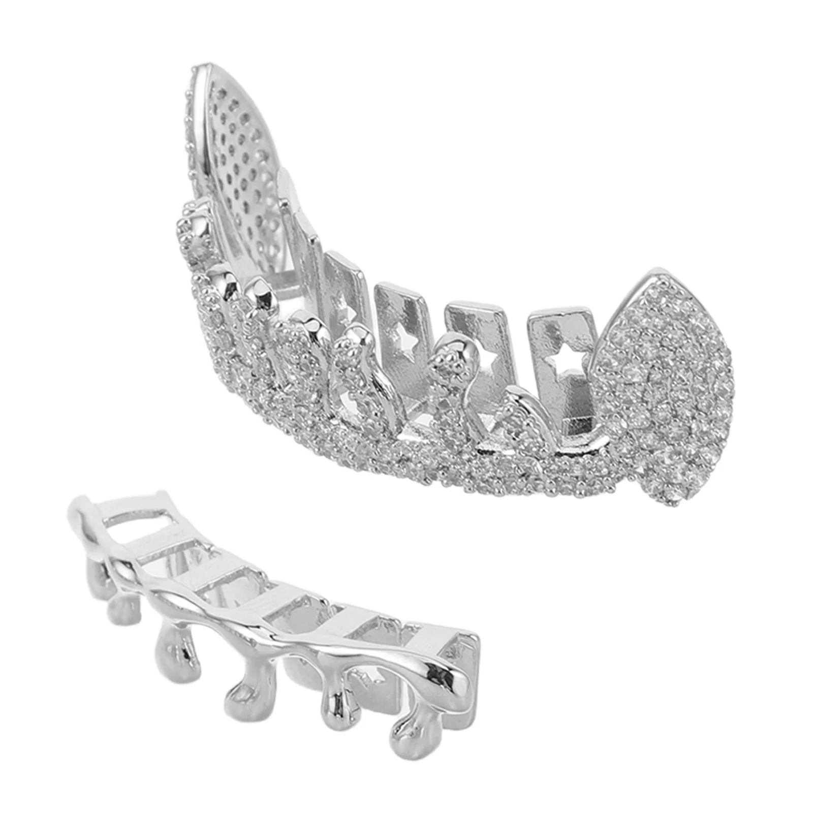 2 قطعة نمط الهيب هوب شواية الأسنان المعدنية الفم شواء الدعامة فريد الأسنان الديكور ل مغني الراب اكسسوارات تأثيري الطرف يمكن ارتداؤها